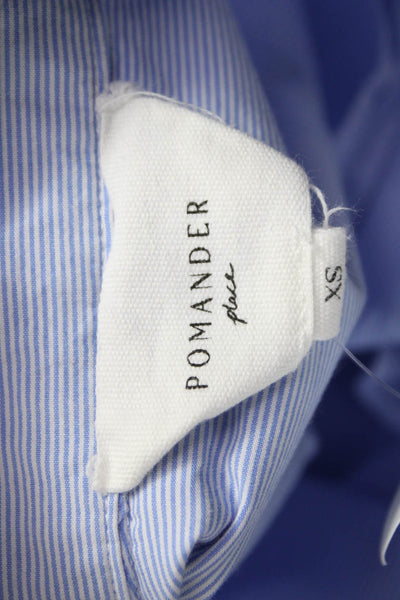 Pomander Place Womens Cotton Striped Tunic 3/4 Sleeve Blue Size XS