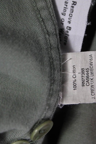 J Crew Womens 100% Cotton Collared Long Sleeve Button-Up Green Size 00