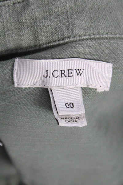 J Crew Womens 100% Cotton Collared Long Sleeve Button-Up Green Size 00