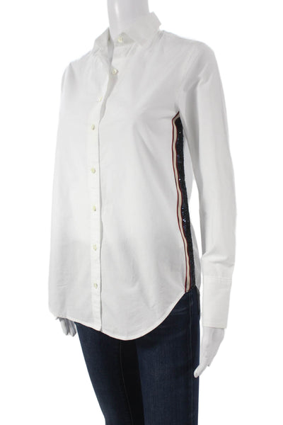 J Crew Womens Basic Collared Cotton Button-Up Long Sleeve White Size 00