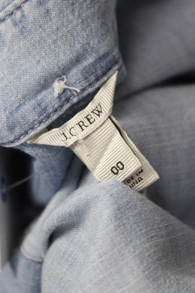 J Crew Women Collared Cotton Basic Button-Up Top Blue Size 00