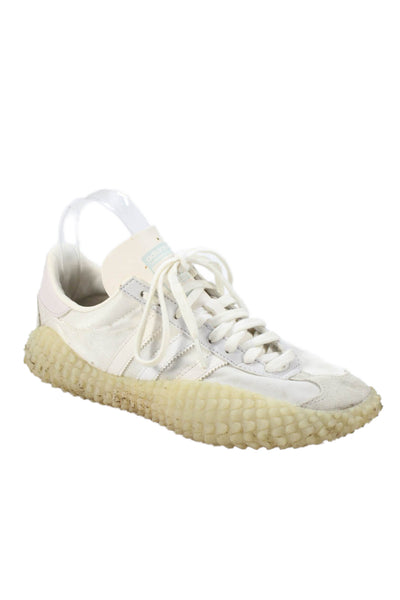 Adidas Mens Lace Up Leather Knit Trim Low Top Sneakers White Size 7.5