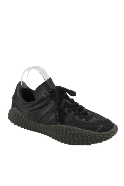 Adidas Mens Lace Up Leather Trim Nylon Low Top Sneakers Black Size 7.5