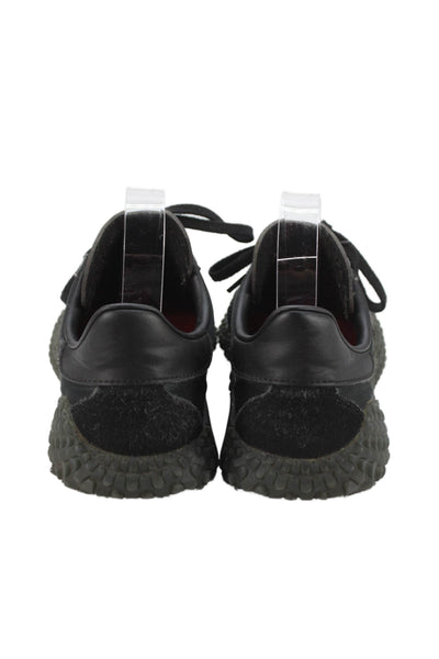 Adidas Mens Lace Up Leather Trim Nylon Low Top Sneakers Black Size 7.5