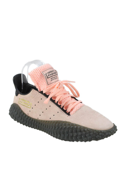 Adidas Mens Lace Up Knit Trim Suede Kamanda Sneakers Pink Size 6.5