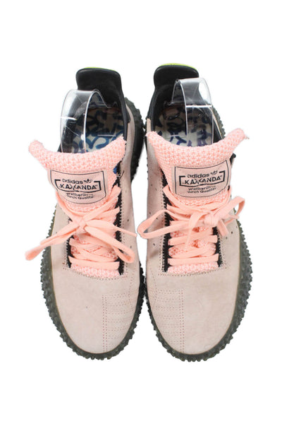 Adidas Mens Lace Up Knit Trim Suede Kamanda Sneakers Pink Size 6.5