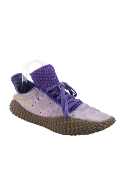 Adidas Mens Lace Up Knit Trim Suede Kamanda Sneakers Purple Size 7.5