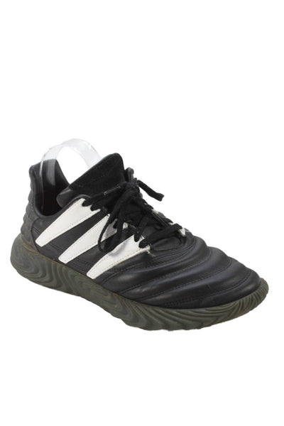 Adidas Mens Lace Up Quilted Leather Sobakov Sneakers Black White Size 7