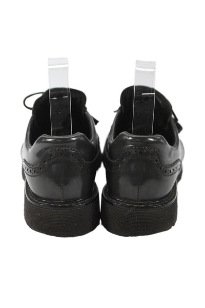 Prada Sport Womens Lace Up Wingtip Logo Leather Oxfords Black Size 39