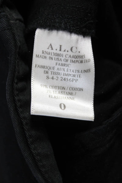 A.L.C. Womens Skinny Jeans Black Cotton Blend Lace Up Size 0