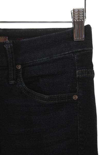 Mother Womens Skinny Black High Rise Jeans Button Size 24