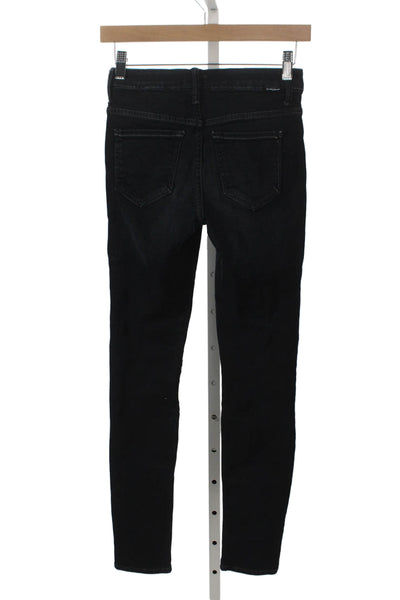 Mother Womens Skinny Black High Rise Jeans Button Size 24