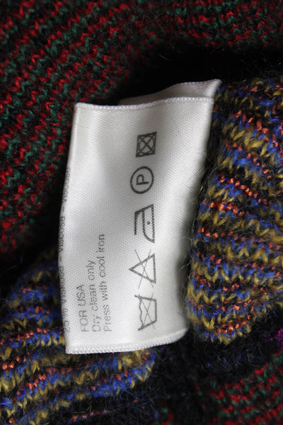 Bogner Women Pullover Sweater Multi Color Mohair Geometric Crew Neck Size M