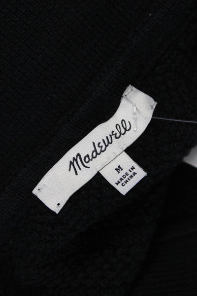 Madewell Mens Cardigan Button-Up Black Cotton Collared Short Sleeve Size M