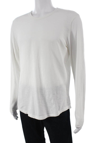 Buck Mason Mens Long Sleeve Cotton Crew Neck T-Shirt White Size M