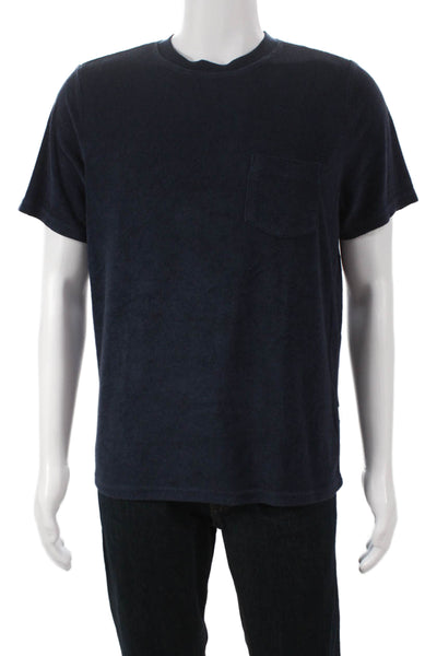 ONIA Mens T-Shirt Blue Cotton Blend Crew Neck Short Sleeve Size M