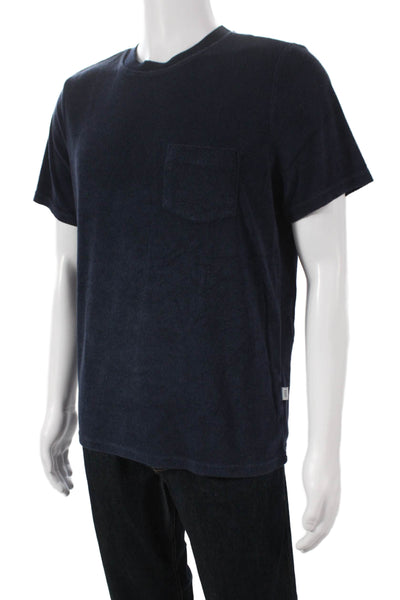 ONIA Mens T-Shirt Blue Cotton Blend Crew Neck Short Sleeve Size M