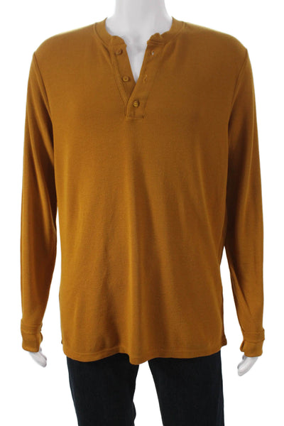 Cotton Citizen Mens Henley T-Shirt Yellow 50% Cotton Long Sleeve Size M