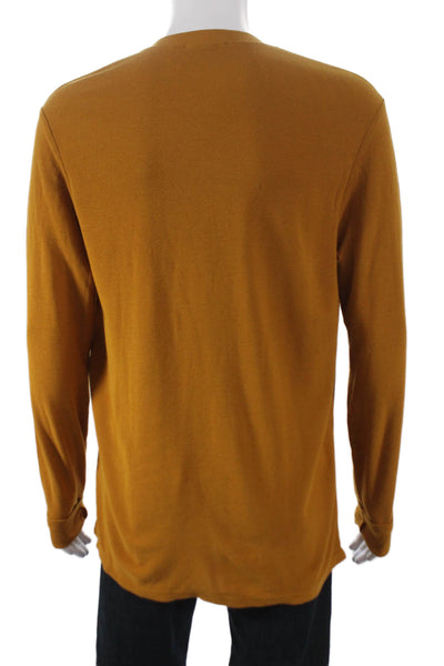 Cotton Citizen Mens Henley T-Shirt Yellow 50% Cotton Long Sleeve Size M