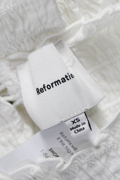 Reformation Women White Viscose High Neck Sleeveless Basic Tank Button Size XS