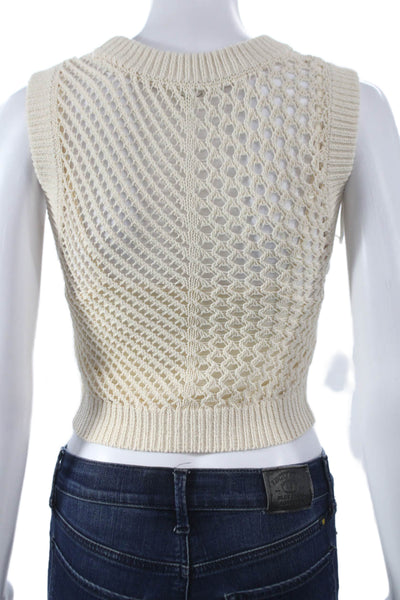 ALC Womens Cropped Sleeveless Tank Ivory Cotton Round Neck Size XS