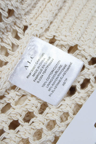 ALC Womens Cropped Sleeveless Tank Ivory Cotton Round Neck Size XS