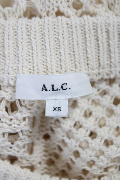ALC Womens Cropped Sleeveless Tank Ivory Cotton Round Neck Size XS