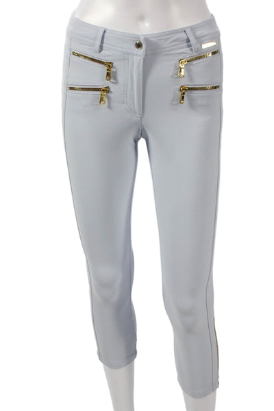 MDC Womens Capri Leggings Blue Polyester Zip Inseam 23in Size 32