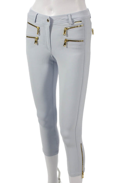 MDC Womens Capri Leggings Blue Polyester Zip Inseam 23in Size 32