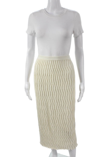 Bottega Veneta Womens Ivory Wool Geometric Midi Skirt Set Size 2XS
