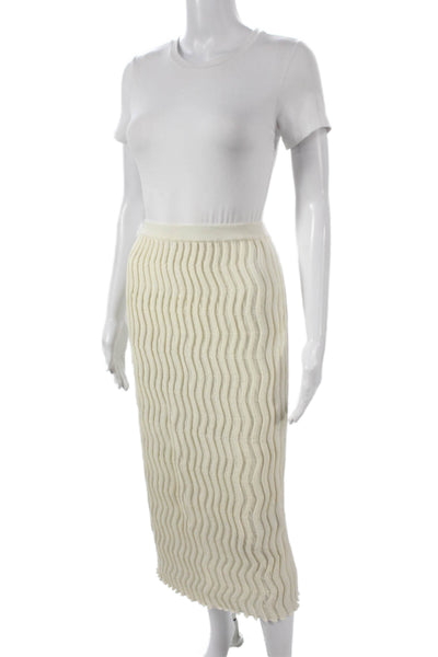 Bottega Veneta Womens Ivory Wool Geometric Midi Skirt Set Size 2XS