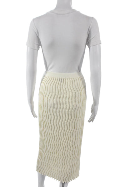 Bottega Veneta Womens Ivory Wool Geometric Midi Skirt Set Size 2XS