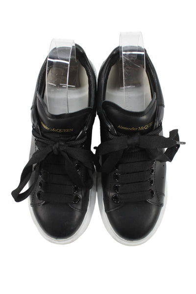 Alexander McQueen Women's Leather Lace Up Rubber Sole Sneakers Black Size 35.5