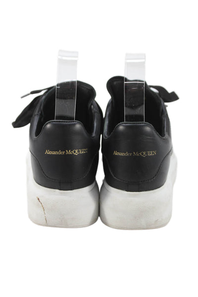 Alexander McQueen Women's Leather Lace Up Rubber Sole Sneakers Black Size 35.5