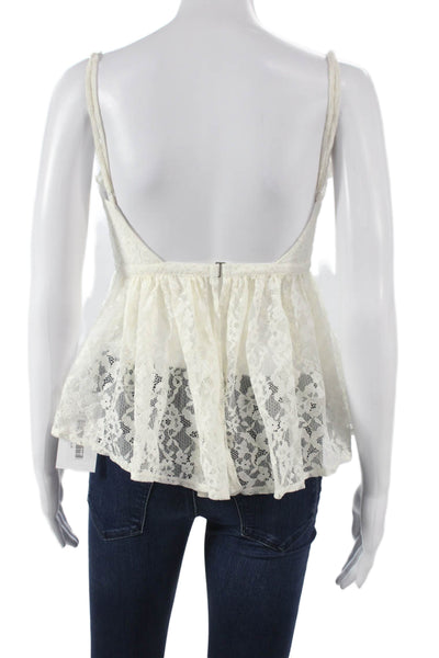 LPA Women Floral Sweetheart Tank White Nylon Sleeveless Size XS