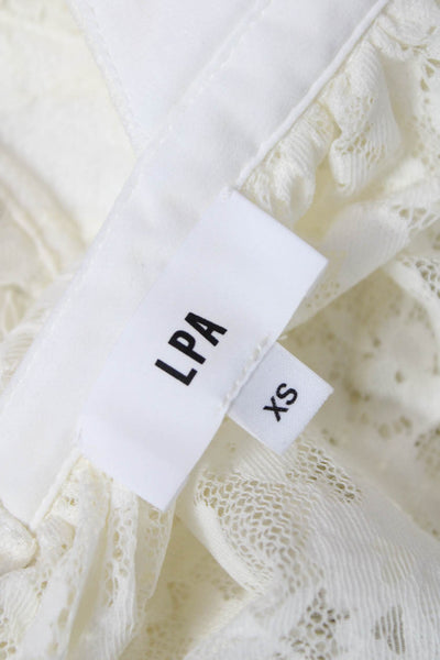 LPA Women Floral Sweetheart Tank White Nylon Sleeveless Size XS