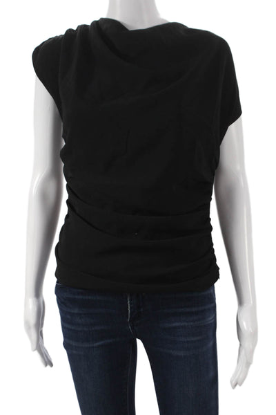 Amanda Uprichard Women Basic Black Cowl Neck Sleeveless Polyester Blouse Size S