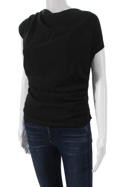 Amanda Uprichard Women Basic Black Cowl Neck Sleeveless Polyester Blouse Size S