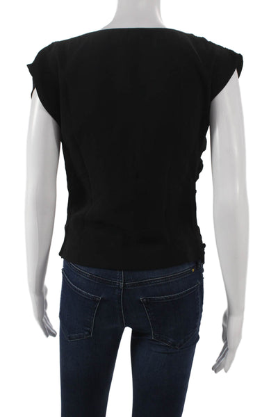 Amanda Uprichard Women Basic Black Cowl Neck Sleeveless Polyester Blouse Size S
