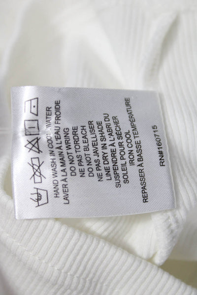 Retrofete Women Cropped Cotton Tank Top White Round Neck Sleeveless Size S