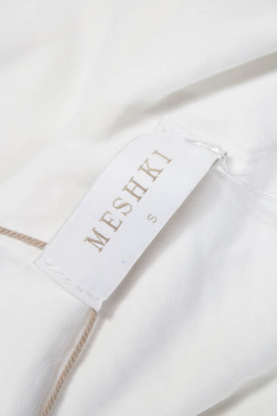 Meshki Womens Bodycon Mini Dress White Boatneck Short Sleeve Size S