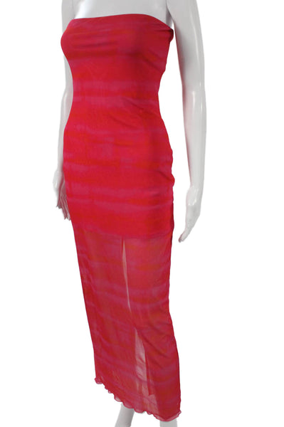 BDG Women Strapless Red Maxi Dress Full Length Polyester Size XS