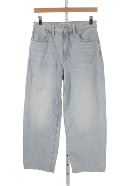 Madewell Womens Cropped High Rise Jeans Blue Cotton Button Size 26