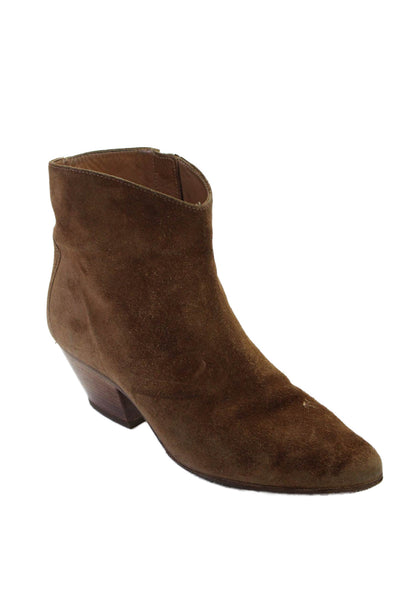 Isabel Marant Womens Suede Heeled Western Ankle Boots Brown Size 7