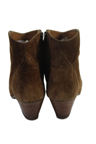 Isabel Marant Womens Suede Heeled Western Ankle Boots Brown Size 7