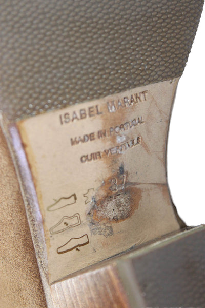 Isabel Marant Womens Suede Heeled Western Ankle Boots Brown Size 7