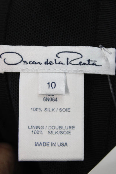 Oscar de la Renta Women Silk One Shoulder Sleeveless Maxi Dress Black Size 10
