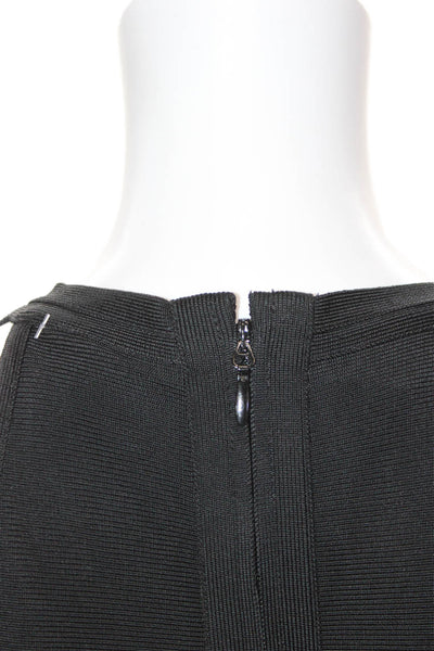 Herve Leger Women Maxi Halter Black Sleeveless Rayon Zip Dress Size M