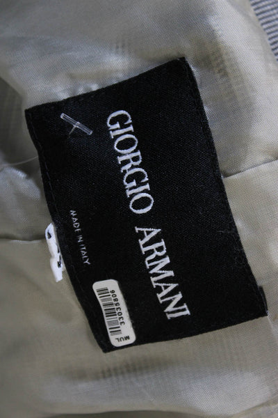 Giorgio Armani Womens Silk Plaid Blazer Buttoned Gray Long Sleeve Size 44