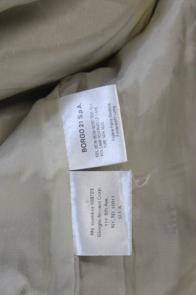 Giorgio Armani Womens Silk Plaid Blazer Buttoned Gray Long Sleeve Size 44
